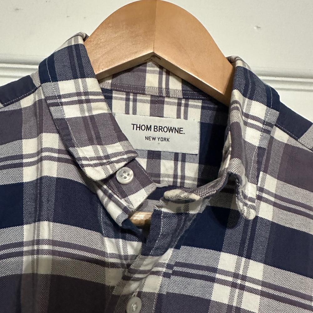 Thom Browne Navy and White Plaid Shirt size small 1 men’s
